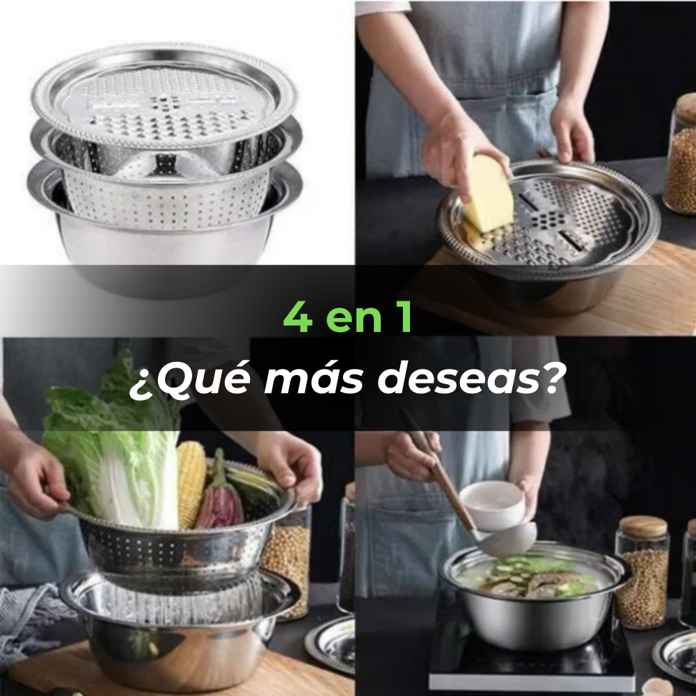 SmartBowl™ – Cortador & Escurridor 4 en 1