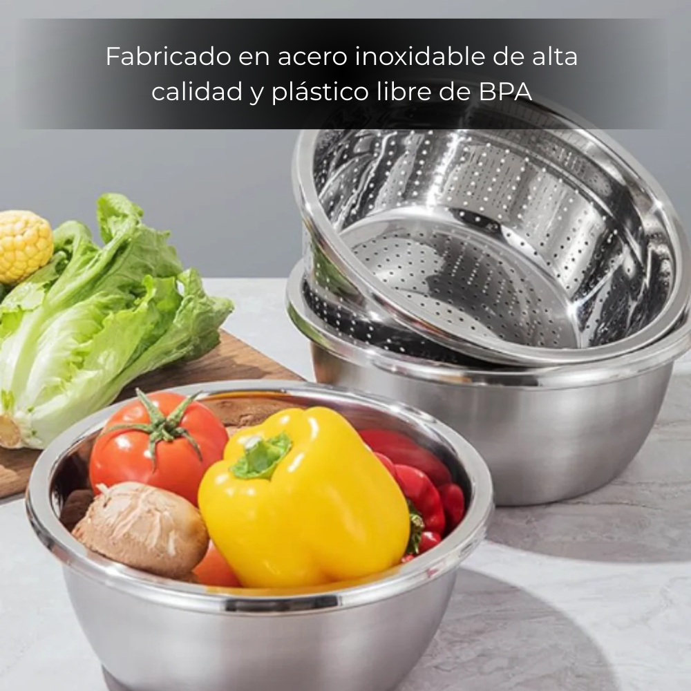 SmartBowl™ – Cortador & Escurridor 4 en 1