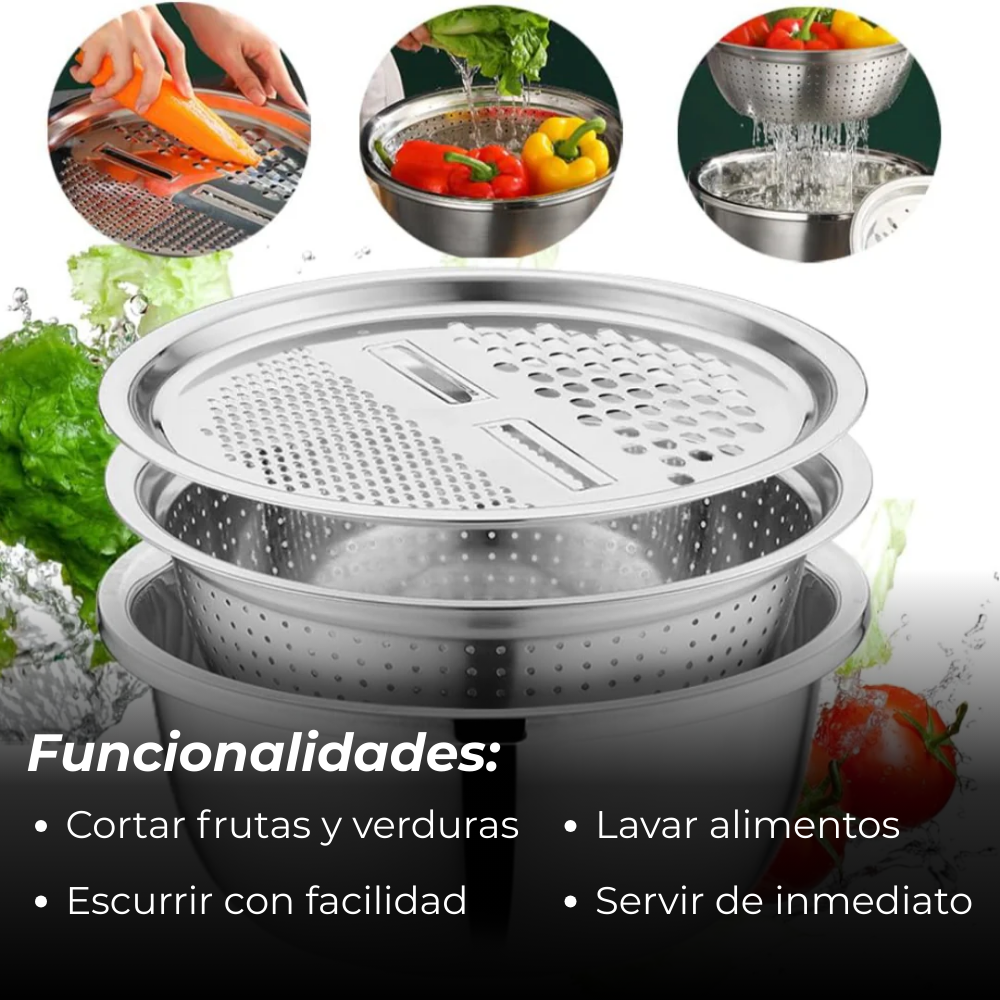 SmartBowl™ – Cortador & Escurridor 4 en 1