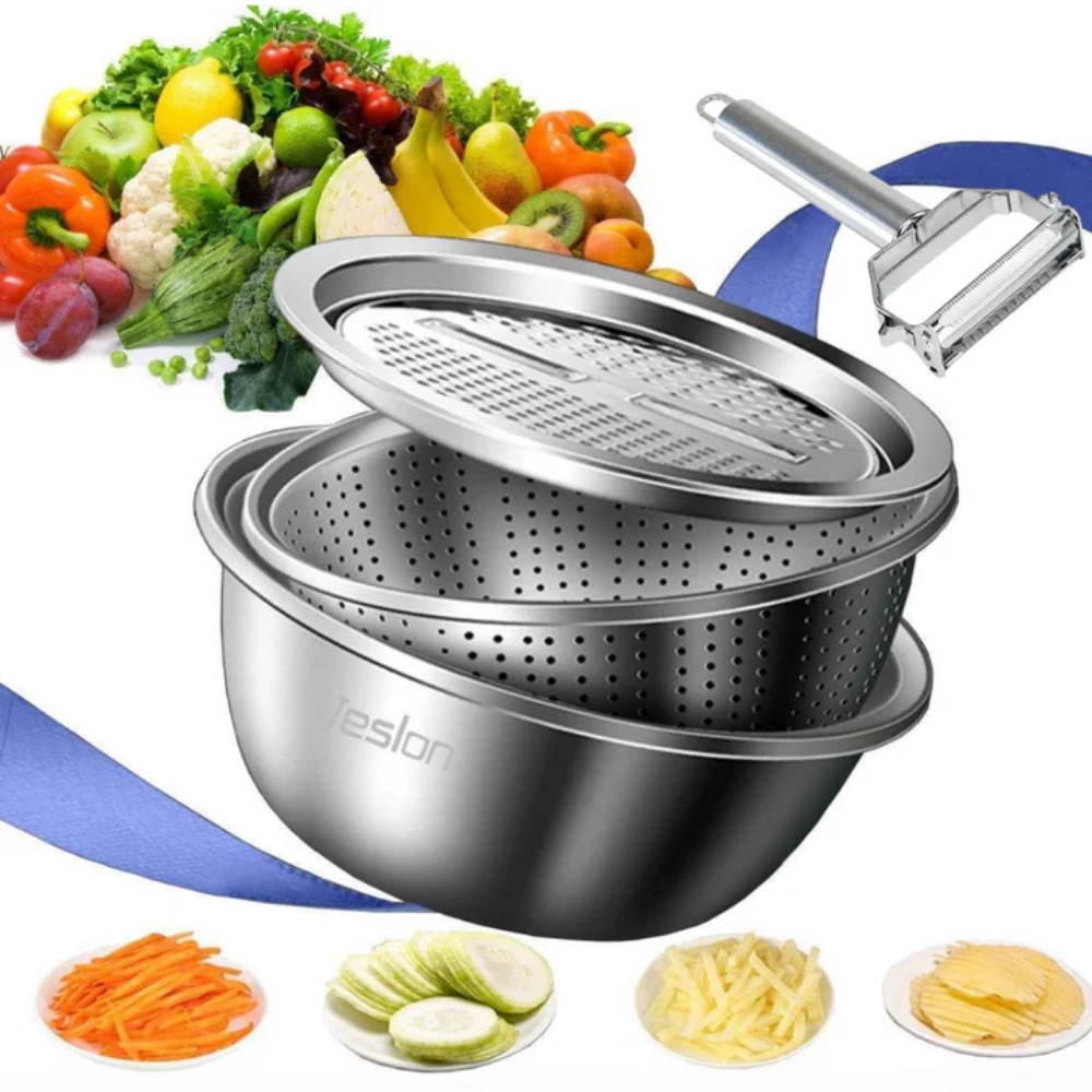 SmartBowl™ – Cortador & Escurridor 4 en 1